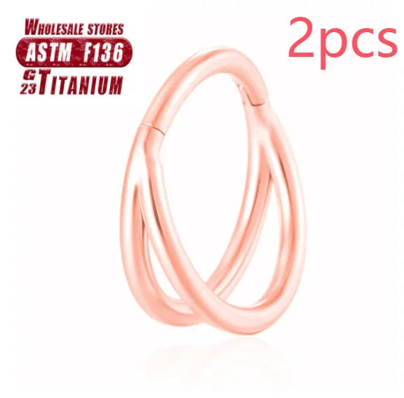 Titanium alloy fork nose ring in silver colour with diamond treatment and fork closure mechanism