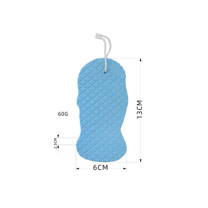 3D fish scale pattern bath sponge ball in white, grey, pink, and light blue colours