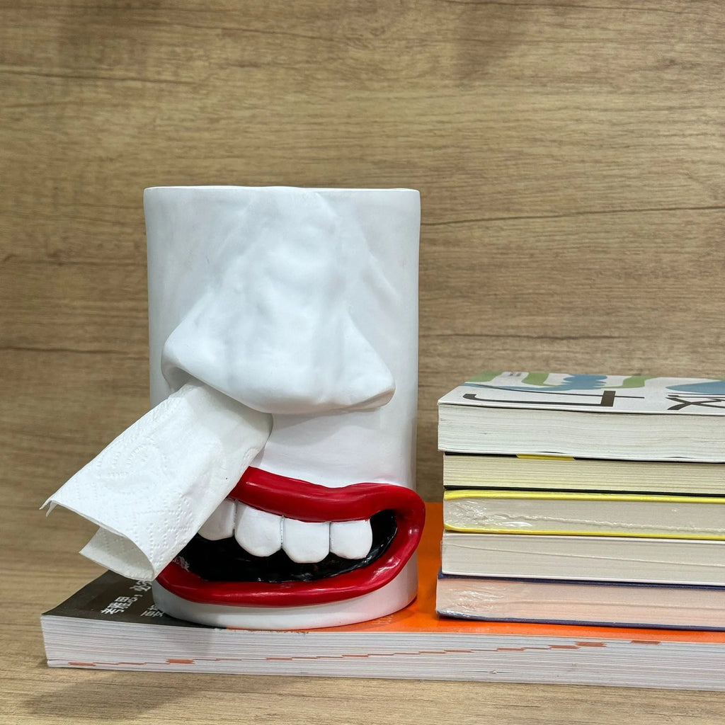 Resin tissue box holder desktop ornament in American style with funny tissue paper design