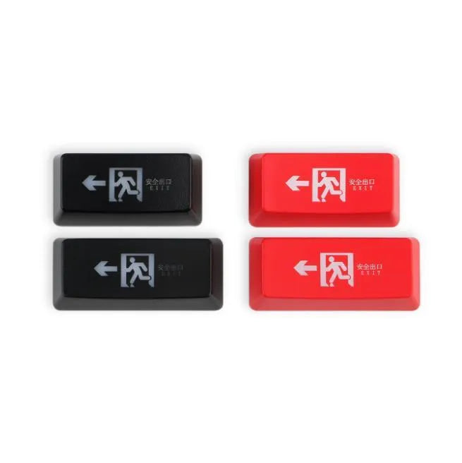 Emergency exit icon keyboard key cap with transparent design for backspace or enter key replacement