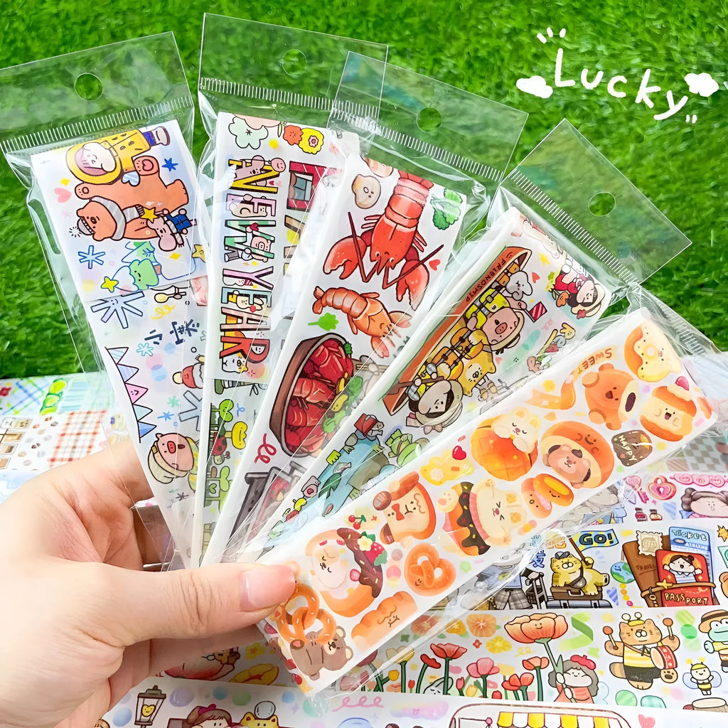 Haemorrhoid tape packaging stickers with cute cartoon characters printed on Japanese paper
