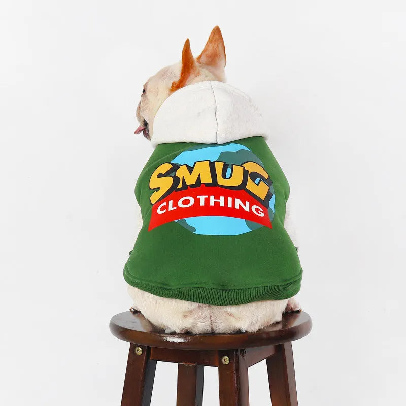 Green cotton dog coat for larger breeds in autumn and winter seasons