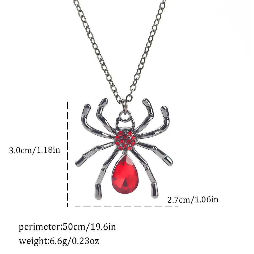 Halloween necklace with electroplated zinc alloy pendant showing spider, bat, and gothic designs on regular chain