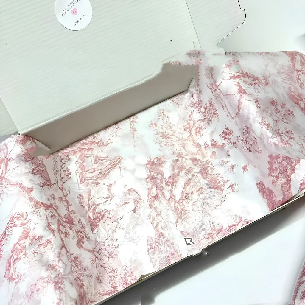 French mg tissue paper with fairy French romance retro design in pink purple and green purple colours