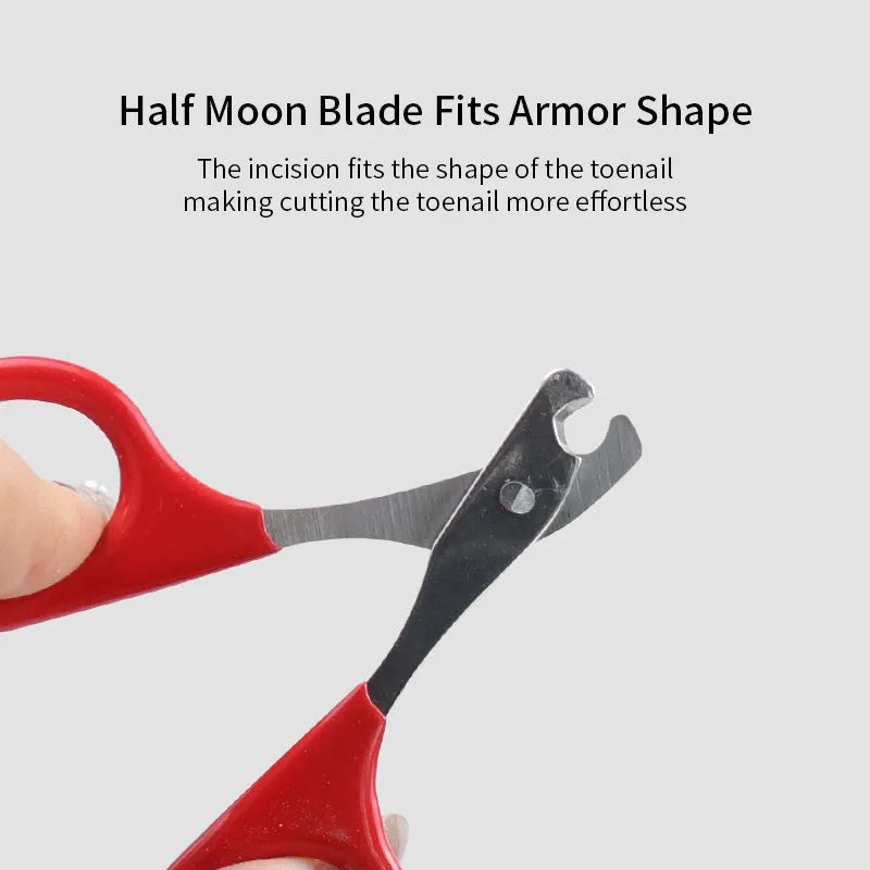 Stainless steel pet nail clippers with plastic and rubber handle for trimming cat and dog claws