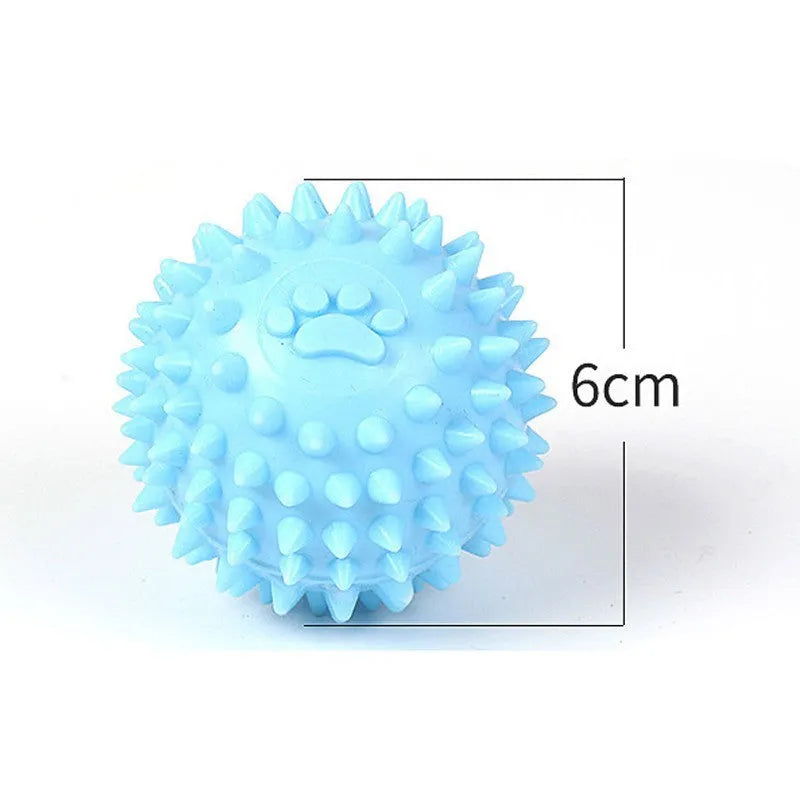 Blue TPR footprint dog chewing ball 6cm diameter pet dental toy