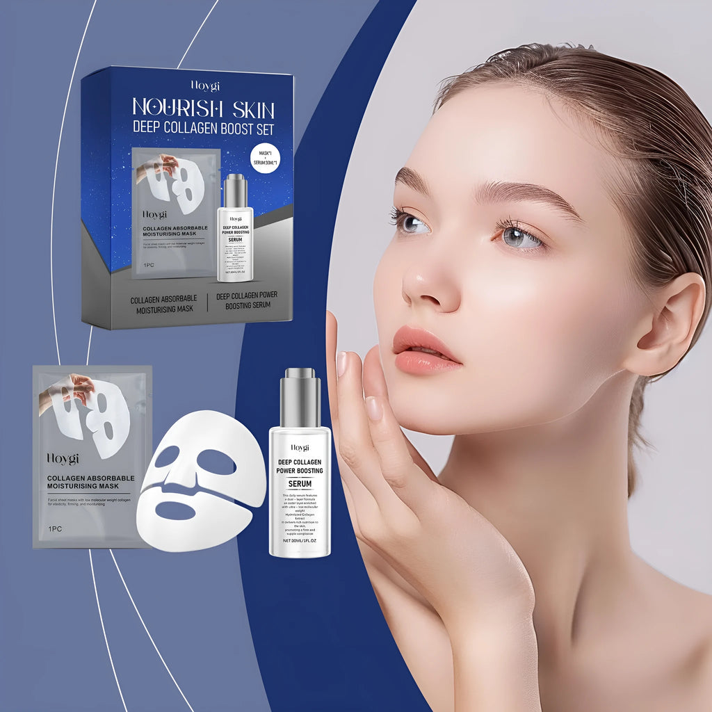 Collagen moisturising face mask kit with 30ml essence bottle for skincare