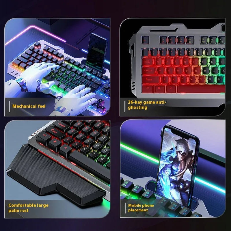 Aluminium mechanical gaming keyboard with a silver black finish and a central control knob.