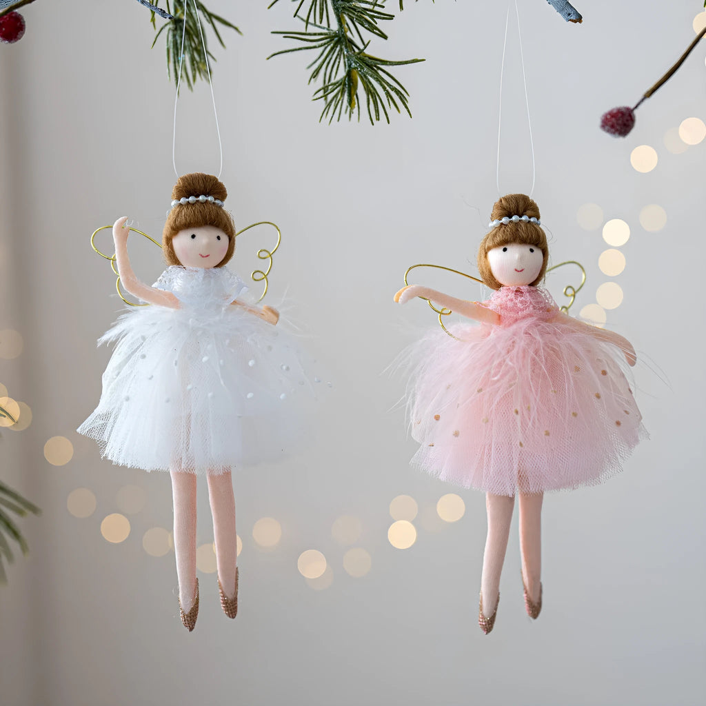 Pink and white ballet angel plush doll pendant with modern simplicity design