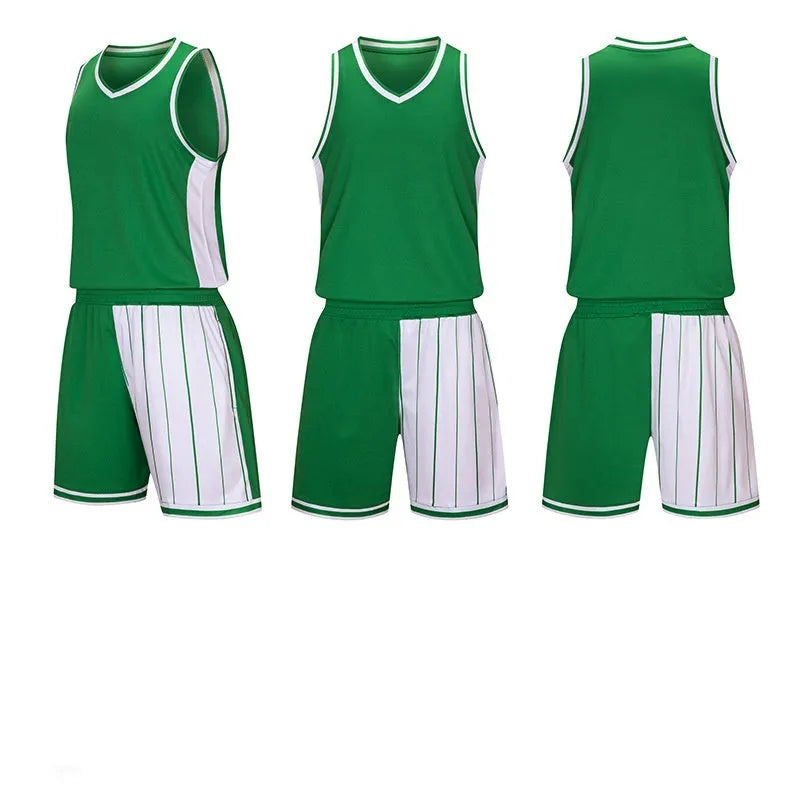 Men's basketball training uniform set in quick-drying fabric showing top and shorts in selected colour