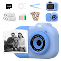 Children's plastic camera toy in blue pink or purple with video recording photography games sticker functions