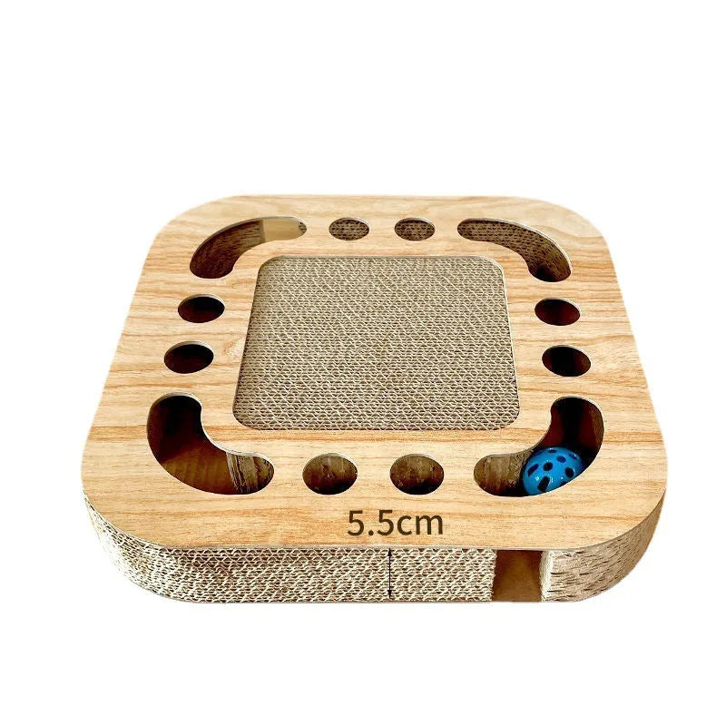Corrugated paper cat scratch board with ball toy in multiple style options