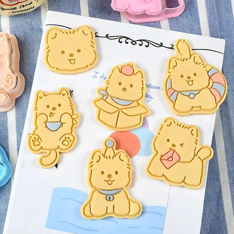 Three dimensional plastic biscuit mould with puppy cartoon designs for baking