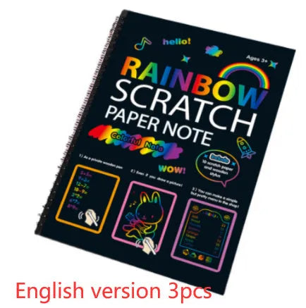 Large 26x19cm children's scratch art paper for DIY creative painting and puzzle scraping crafts