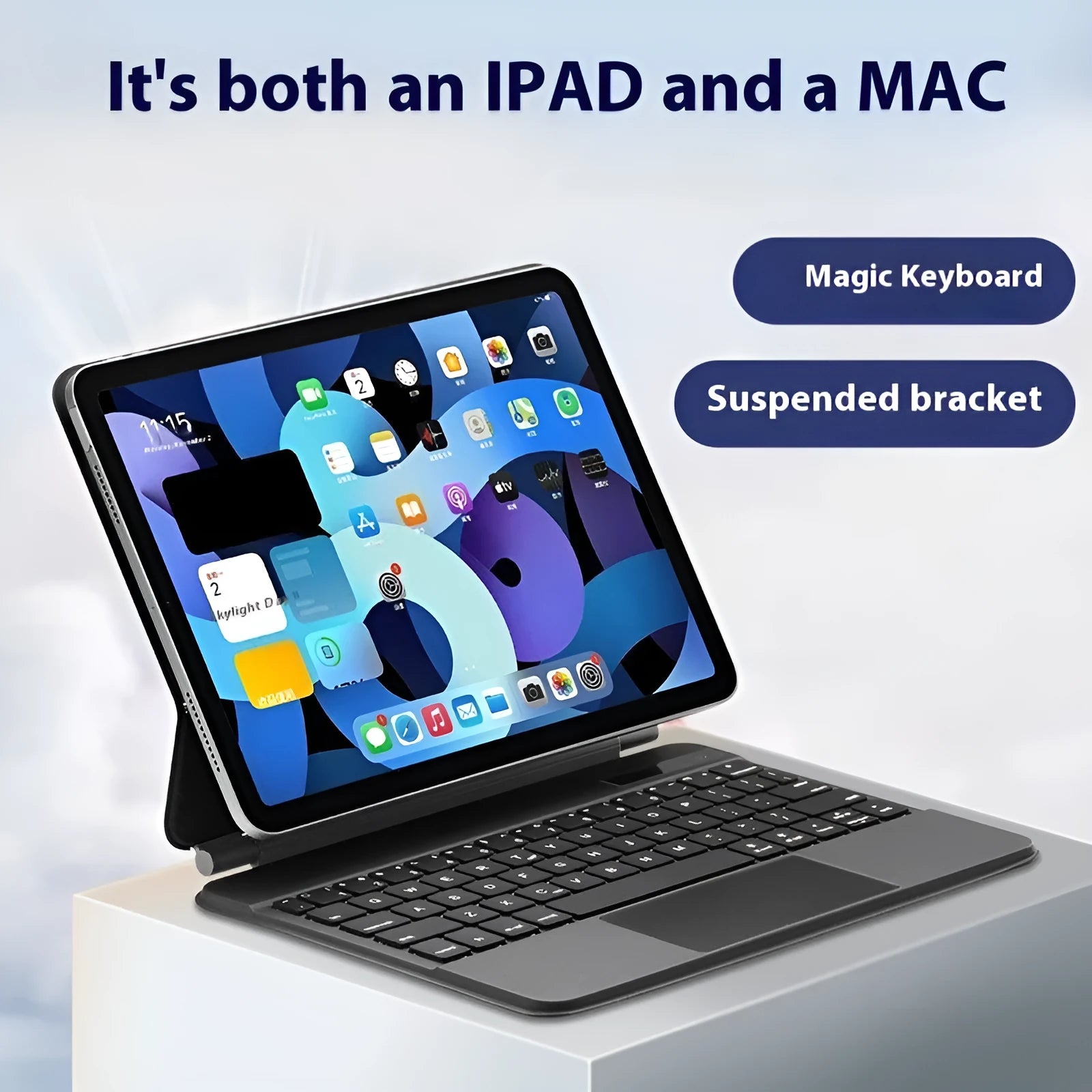 Bluetooth suspension keyboard with magnetic protective sleeve for iPad tablets in five colour options