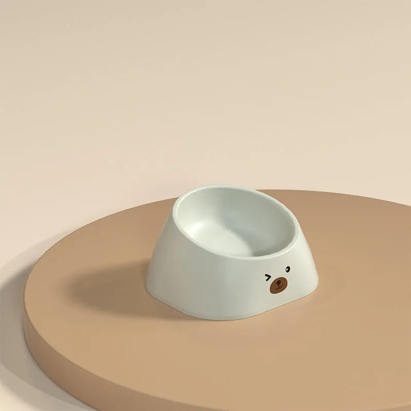 15-degree tilted cervical spine protection cat bowl in stainless steel and PP plastic with fall-resistant design