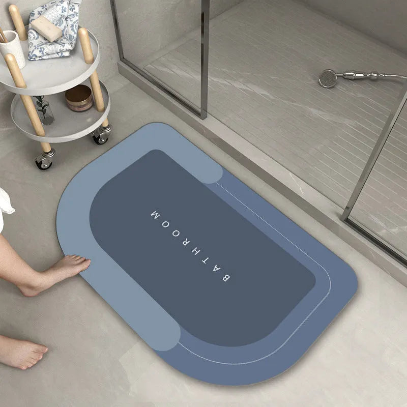 Blended fabric bathroom floor mat in oval and rectangular shapes with Baikal colour options