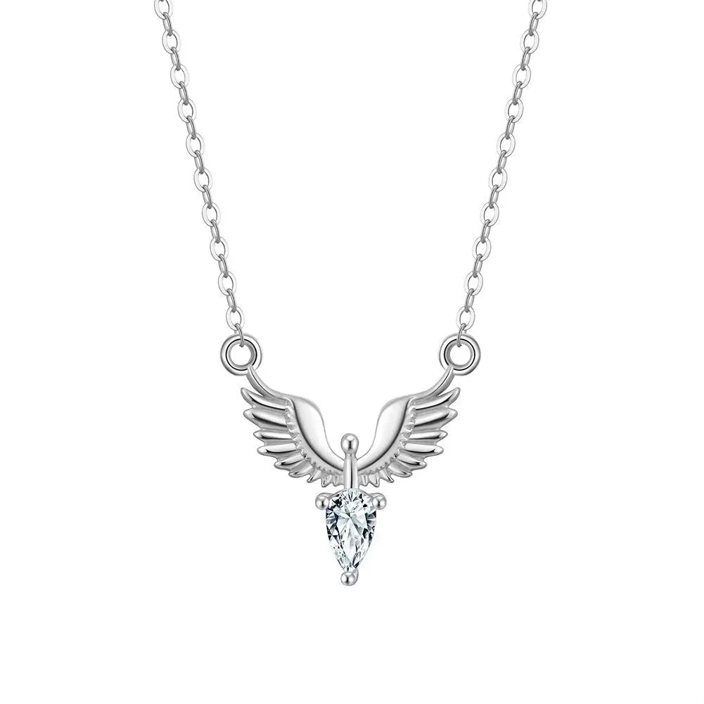 925 silver adjustable necklace with eagle pendant on O-ring chain in white gold or yellow gold colour.
