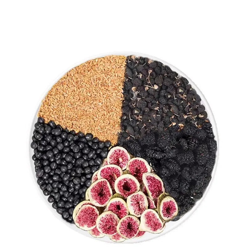 Pack of mulberry flaxseed fig tea bags for women's health with a free cup.