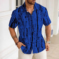 Men's striped short sleeve shirt in apricot colour with digital printed pattern