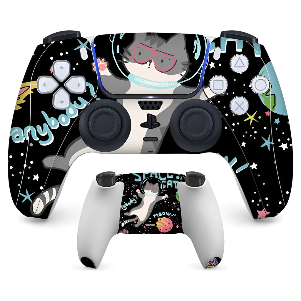 Set of PS5 controller front and back stickers in various designs on a micro-frosted PVC sheet.