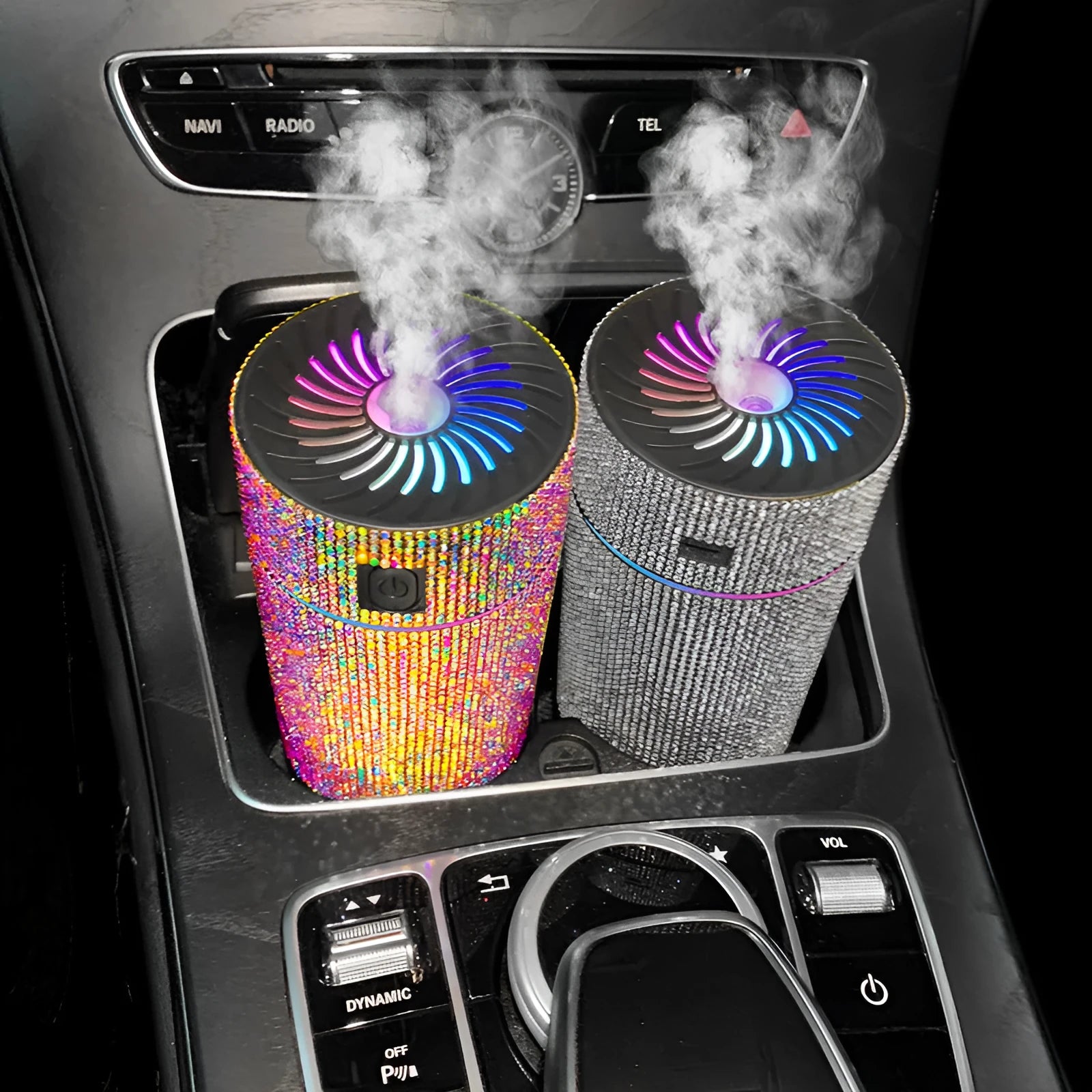 Car mounted air purification humidifier in water diamond material with USB power cord