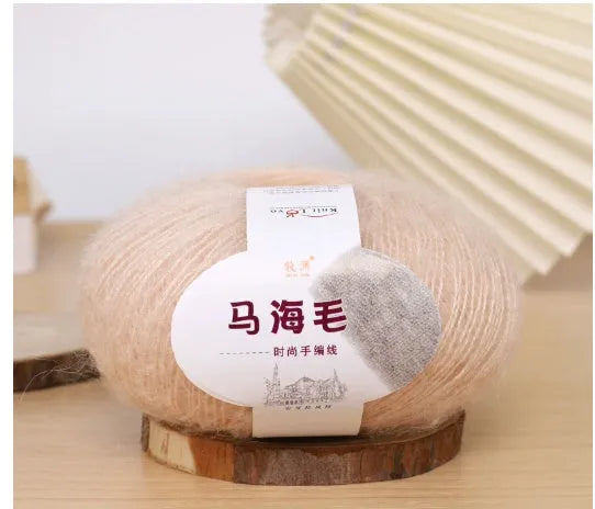 Hand-woven mohair wool ball for DIY scarf knitting projects in multiple colour options
