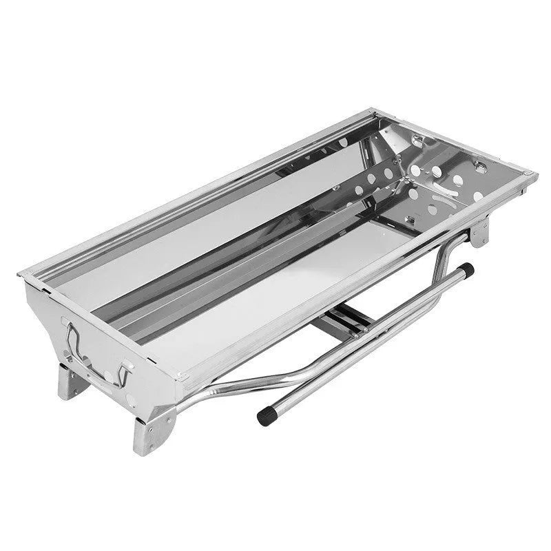 Stainless steel portable folding barbecue oven with included grill for outdoor cooking