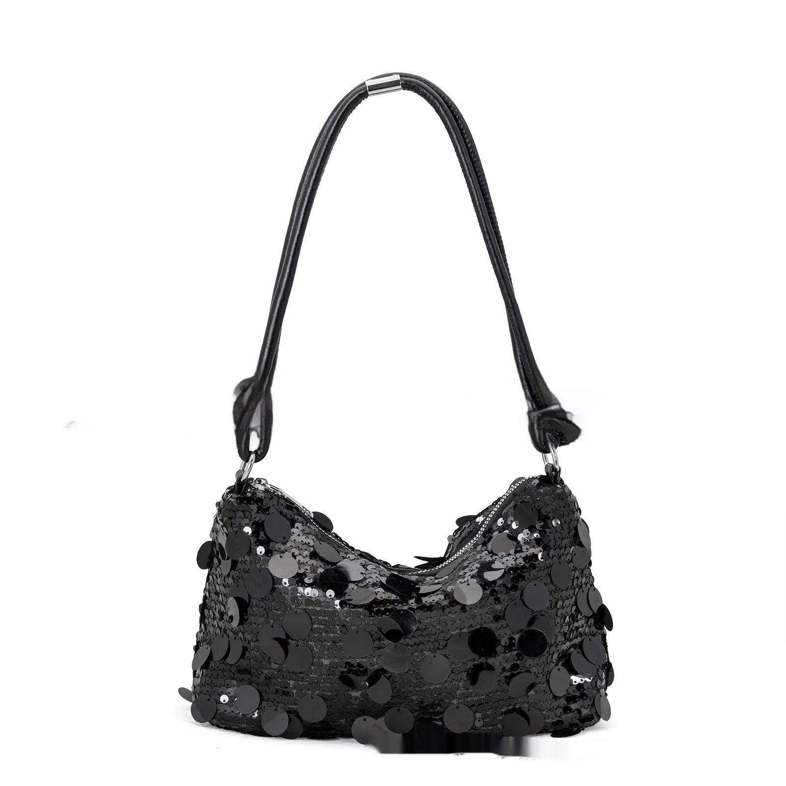 Gold soft polyester underarm crossbody shoulder bag showing sandwich pocket design and single strap.