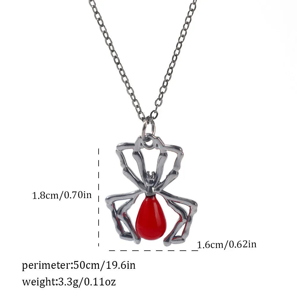 Halloween necklace with electroplated zinc alloy pendant showing spider, bat, and gothic designs on regular chain
