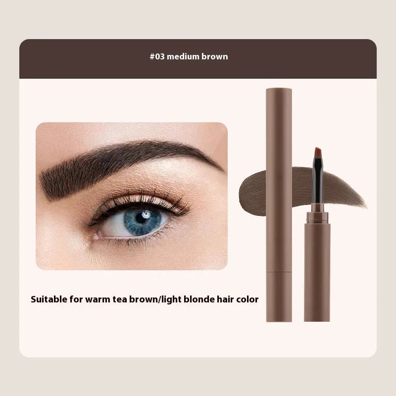 Double-headed eyebrow cream for shaping and colouring, shown in five shade options.
