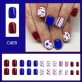 Glossy red and blue strawberry cherry pattern artificial nail stickers for Independence Day