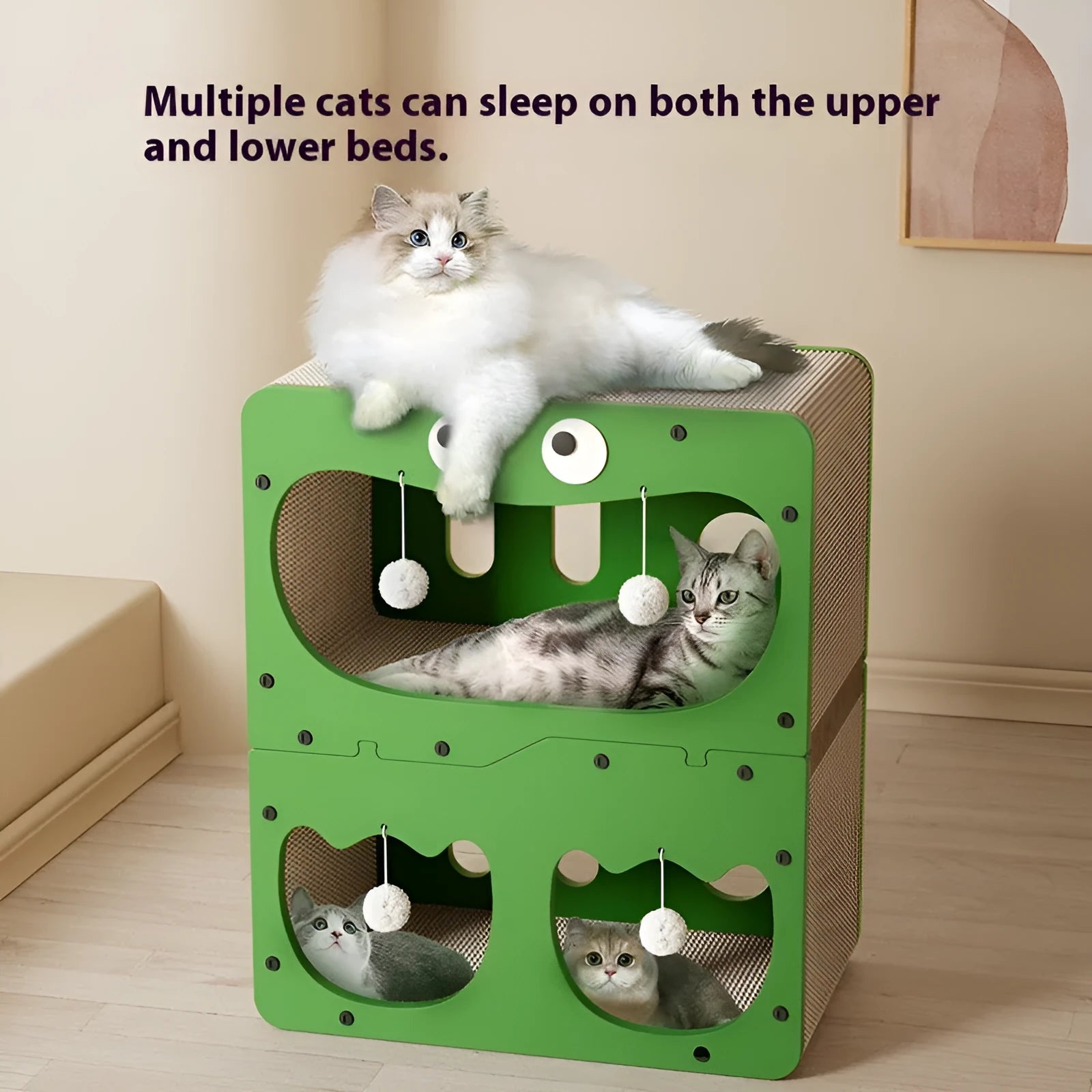 Double layer cat scratching board nest with scratching surface and enclosed resting area