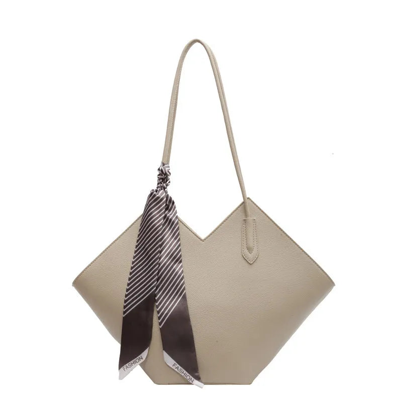 Women's PU leather large capacity shoulder bag in horizontal square design with 43cm width