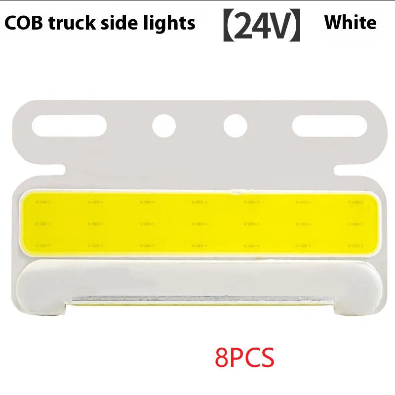 Waterproof aluminium alloy truck side light with super bright COB LED, for 12V or 24V vehicles.