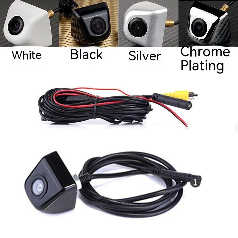 Screw plug-in HD waterproof car rearview camera with metal shell in black silver chrome or white finish