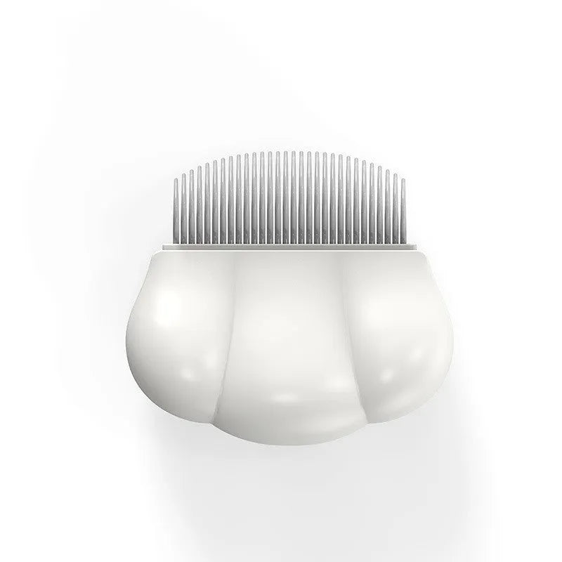 Blue deshedding brush for pets on a white background, showing its 9x9cm size.