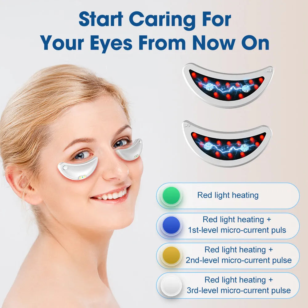White wireless red light EMS facial beauty device for eye and face massage treatments