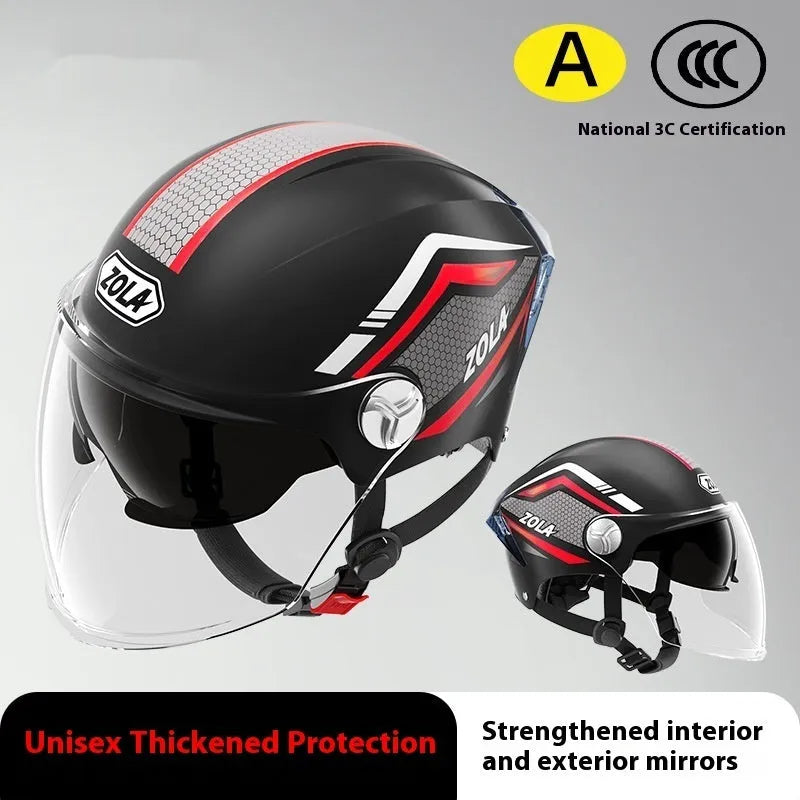 Children's 3C certified battery motorcycle half helmet in various colour options with mirror finishes