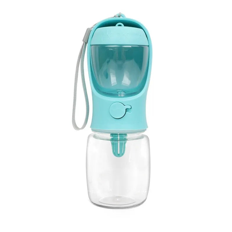 Blue dual-use portable dog water cup with split water grain design for outdoor hydration