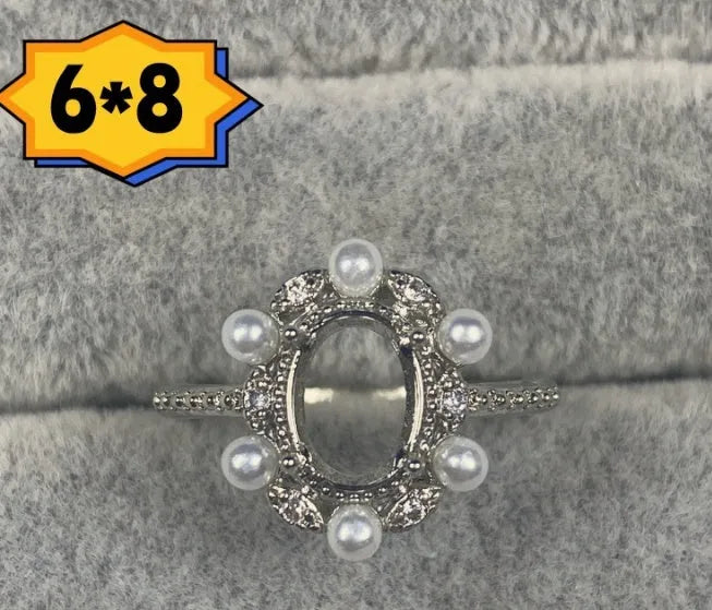 Korean style oval denier ring with 6x8 stone and five-pointed star on electroplated copper band