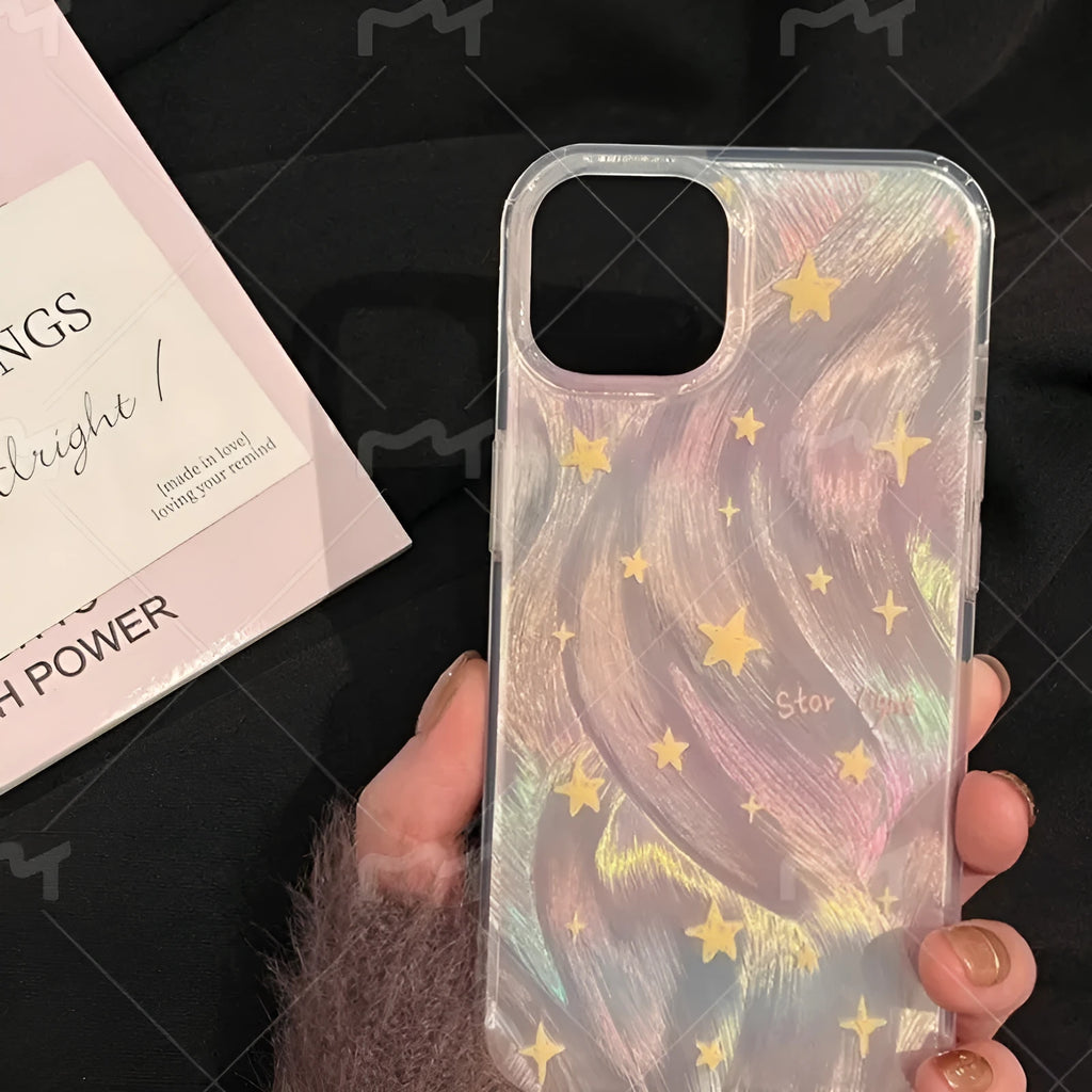 Acrylic hard case for iPhone 11 12 12 Pro with laser gradient star pattern and two style options