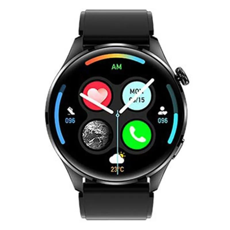 Bluetooth smart watch with round touchscreen display and zinc alloy case