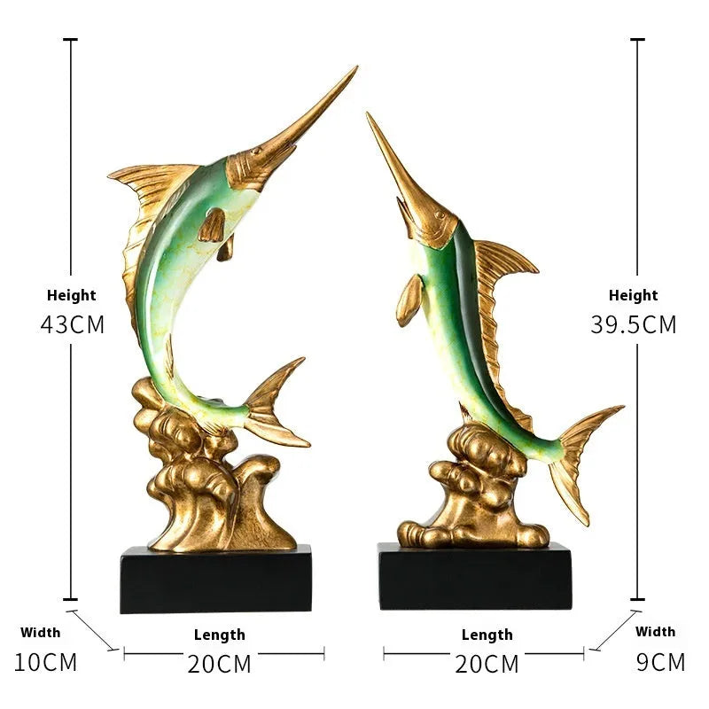 European style plastic resin swordfish decoration ornament in a choice of four colours.