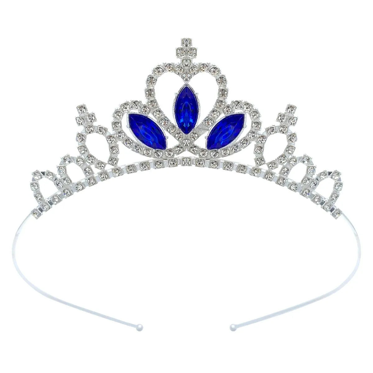 Gold electroplated alloy princess crown headdress with diamond-like decorations for birthday parties