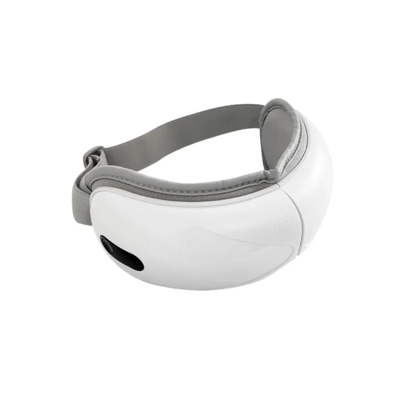 White rechargeable eye massager with airbag massage and hot compress functions for relieving eye fatigue