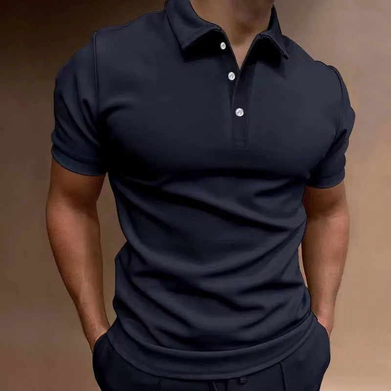 Men's loose fit cotton blend T-shirt with button detail and short sleeves in multiple colours