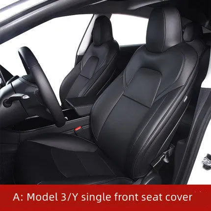 Tesla Model 3 and Model Y PVC seat cover set in black or white for interior protection.