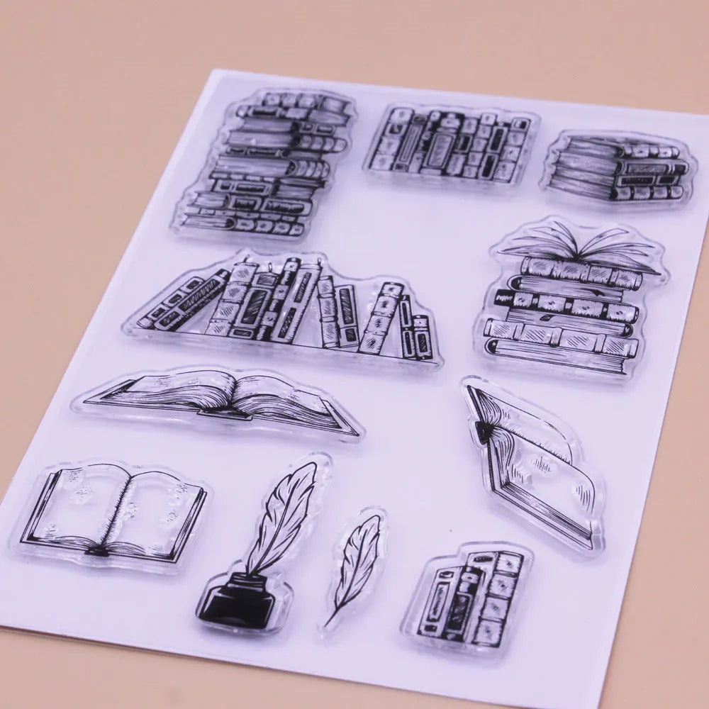 Transparent silicone stamp measuring 11 by 16 cm with self-adhesive backing and pattern design