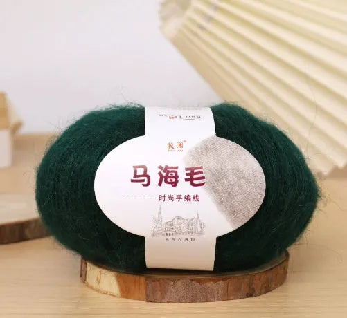 Hand-woven mohair wool ball for DIY scarf knitting projects in multiple colour options